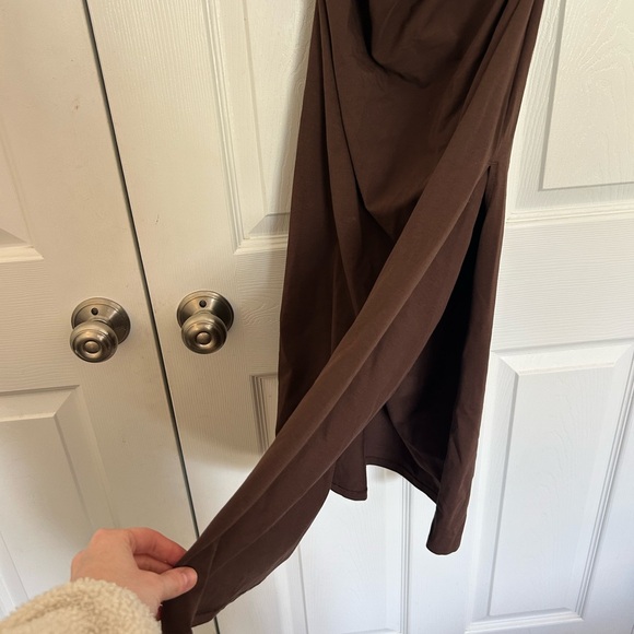 Sezane Phillipa Dress in Tonka Size M Brown Cinched Bodycon Dress - Picture 4 of 10